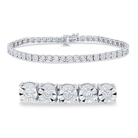 10K 0.96-1.11CT D-BRACELET LDS RDS FANUC P2 4 PRONG SIZE 7" 3.45MM