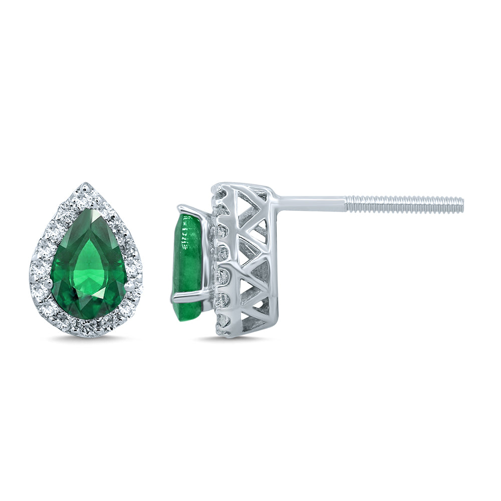 14K 0.18CT Diamond EMERALD Earring