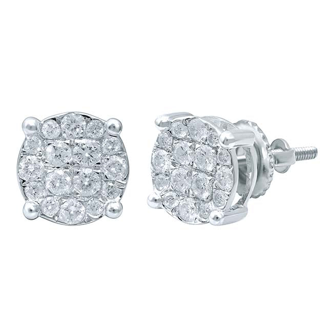 10K 0.97-1.10CT D-EARRING LDS RDS "SUPER FLOWER" MICRO PRONG