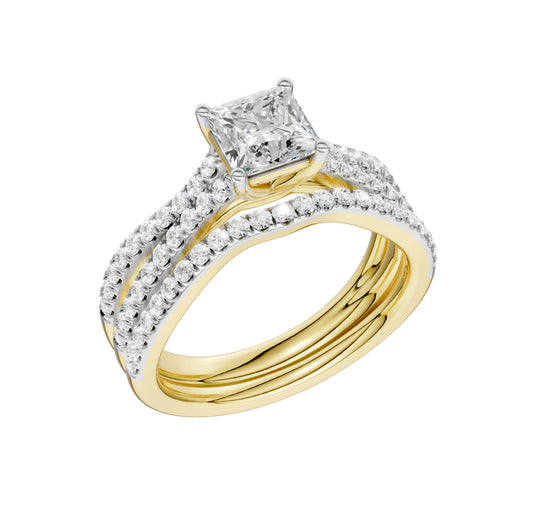 Certified Lab Grown 14K 1.40CT Diamond Bridal Set