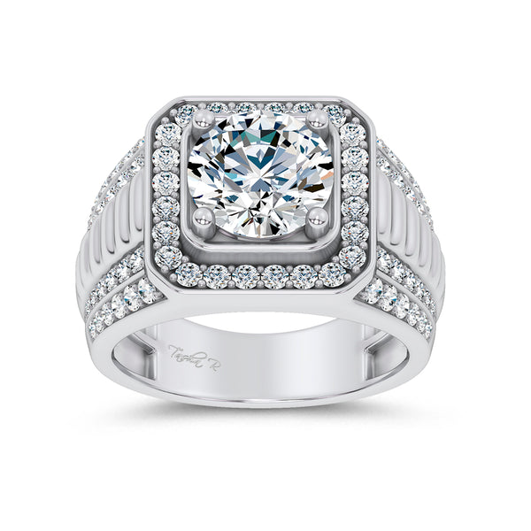 14K 4.12CT Lab Diamond Mens Ring