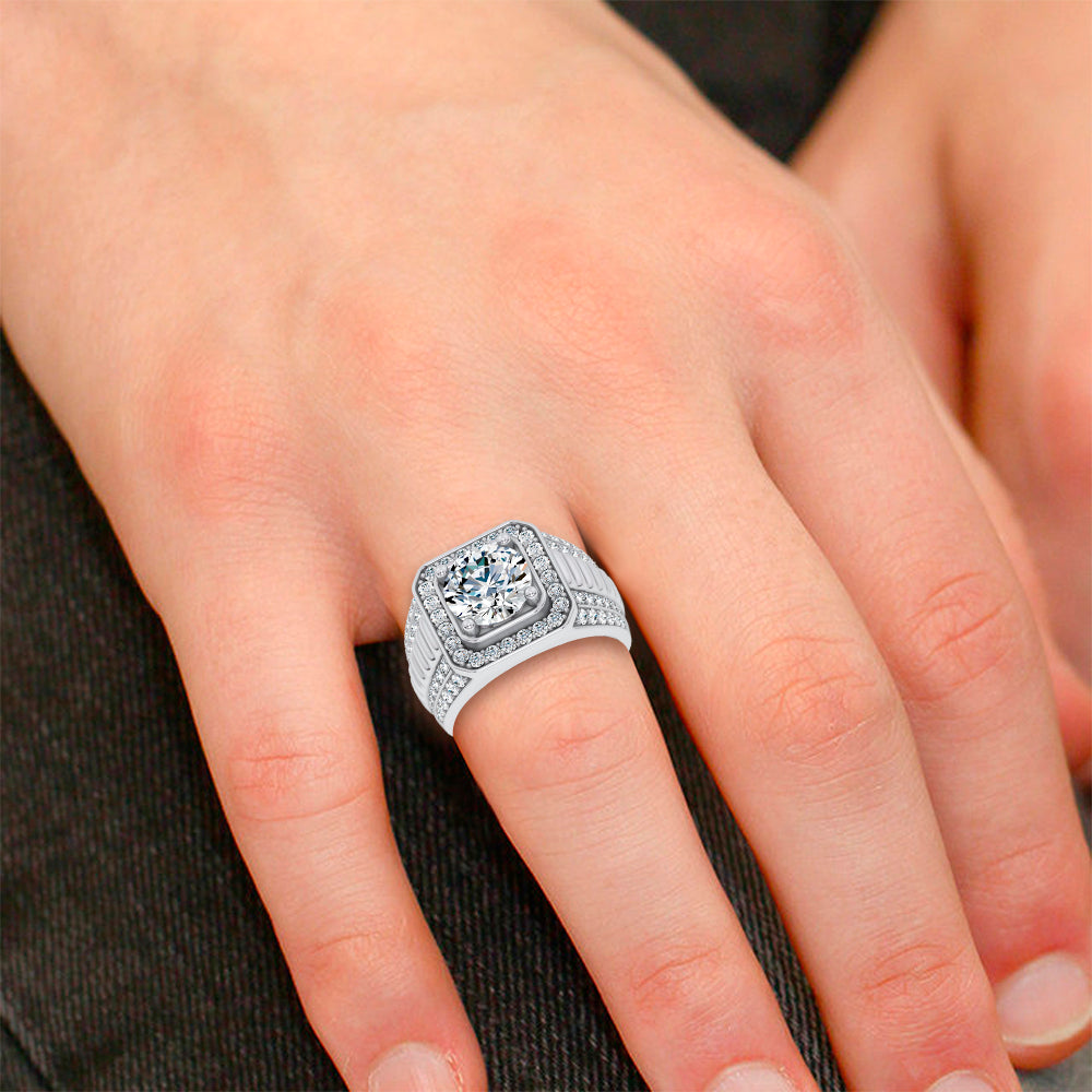 14K 4.12CT Lab Diamond Mens Ring