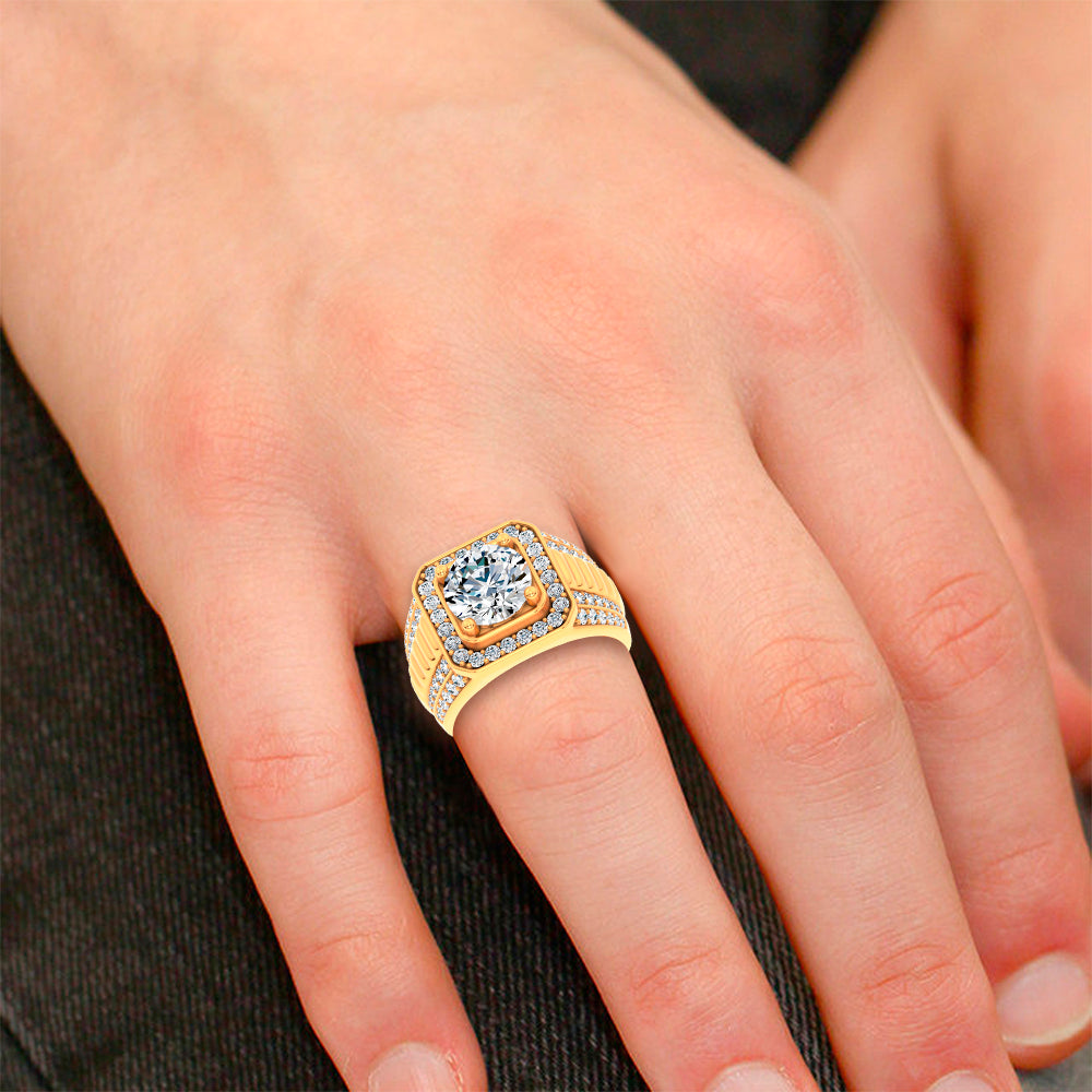 14K 4.12CT Lab Diamond Mens Ring