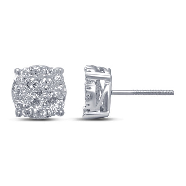 10K 0.72-0.79CT D-EARRING LDS RDS "SUPER FLOWER" MICRO PRONG