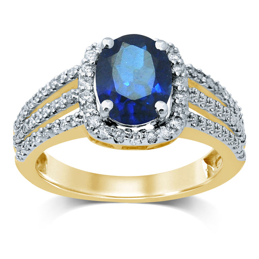 14K Diamond Sapphire Ring