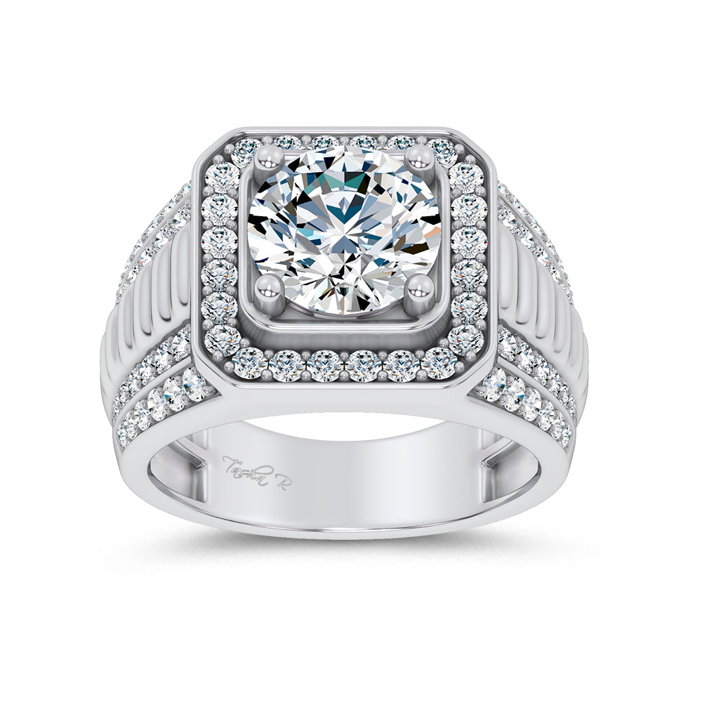 14K 4.12CT Lab Diamond Mens Ring