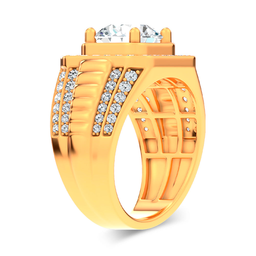 14K 4.12CT Lab Diamond Mens Ring