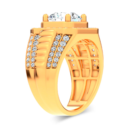 14K 4.12CT Lab Diamond Mens Ring