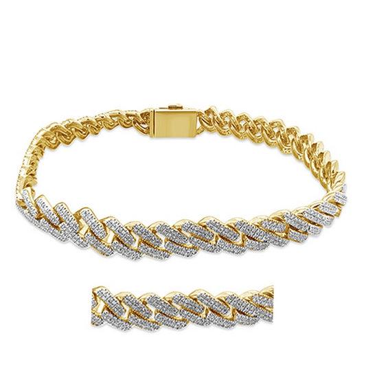 10K 2.27-2.60CT D-BRACELET MEN RDS MP CUBAN SIZE 8.5 INCH 8.10-8.25 MM